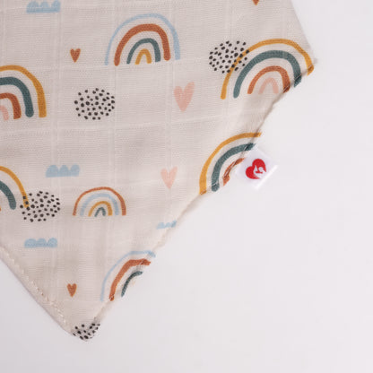 Organic Musselin Baby Bandana Lätzchen weiss/regenbogen