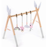 Spielbogen Babygym aus Holz und Filz - Regenbogen Flamingo rosa
