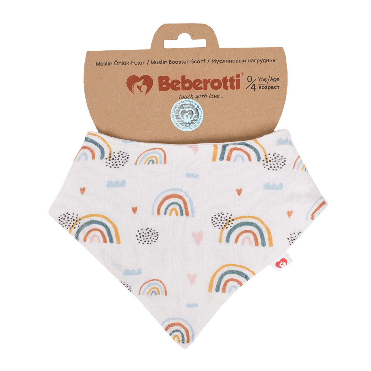 Organic Musselin Baby Bandana Lätzchen weiss/regenbogen