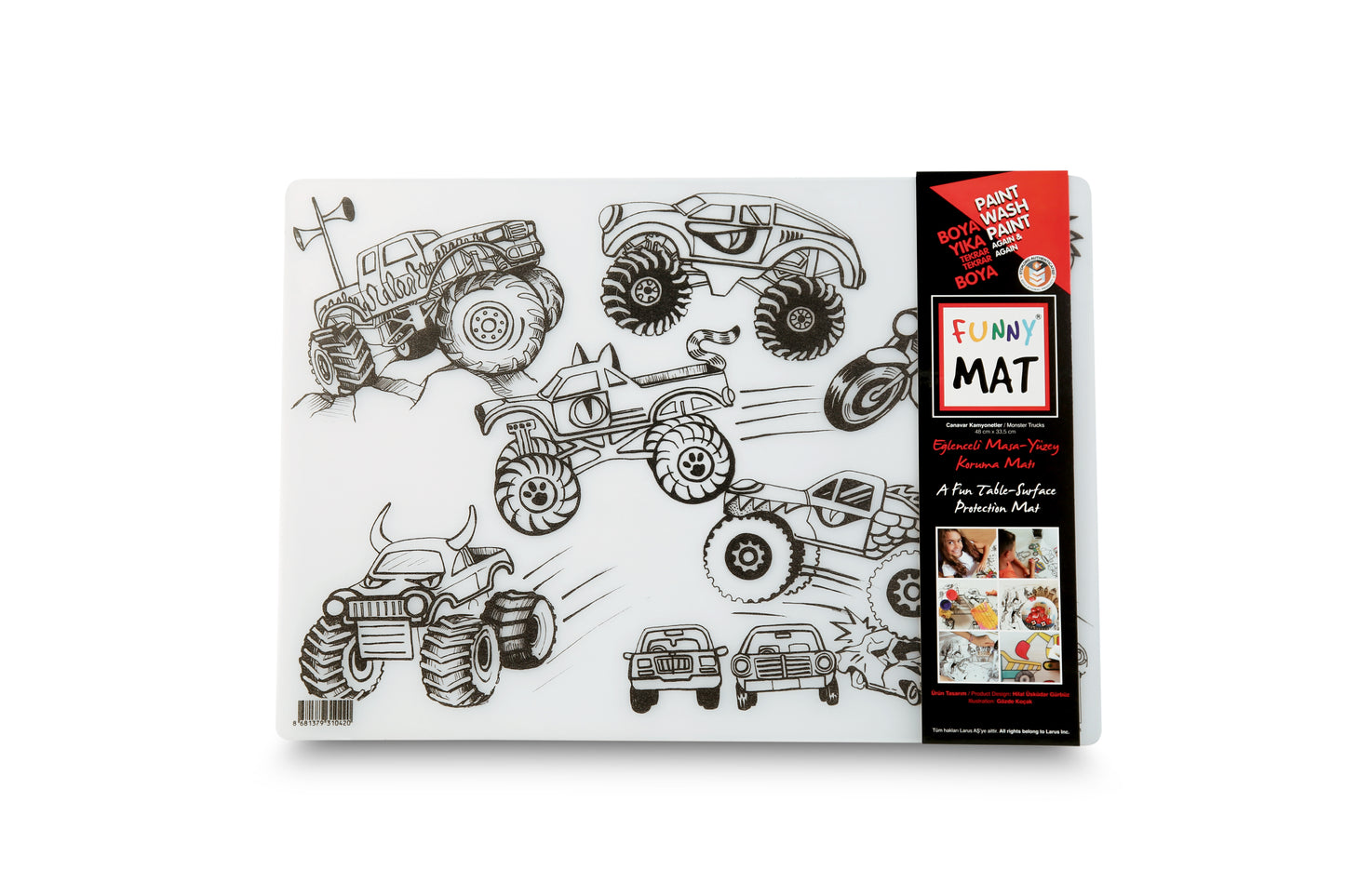 Washable painting mat monster trucks, placemat