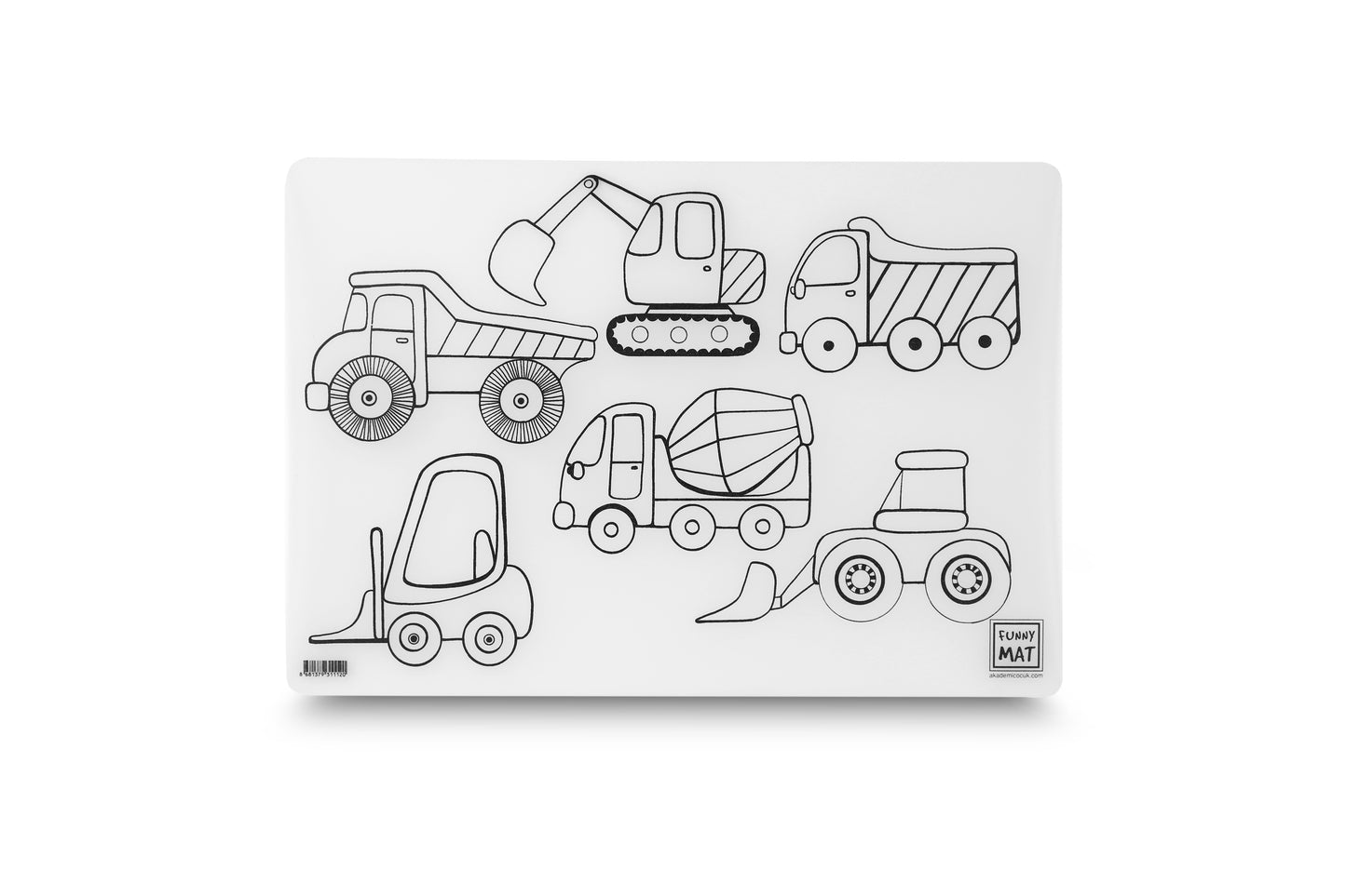 Washable painting mat construction vehicles, placemat