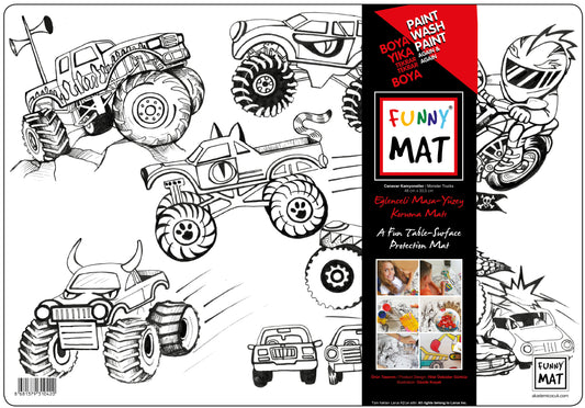 Washable painting mat monster trucks, placemat