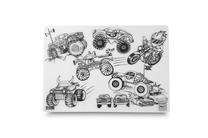 Washable painting mat monster trucks, placemat