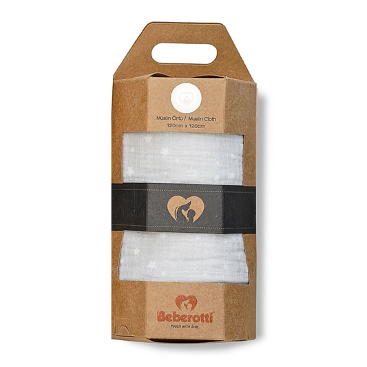 Organic Muslin Swaddle Blanket grey/star