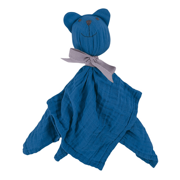 lange en mousseline bio pour bébé, bleu
