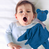 lange en mousseline bio pour bébé, bleu