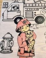 Abwaschbare Malmatte Feuerwehrleute, Tischset