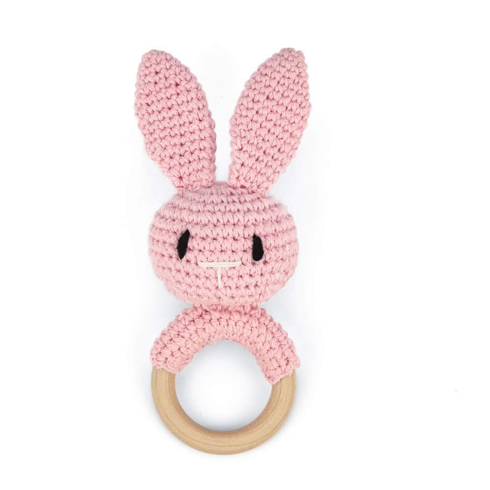 Rattle rabbit pink