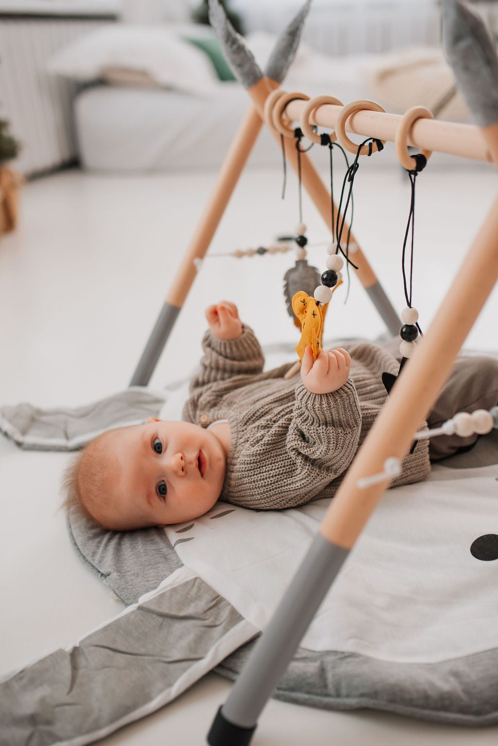 Spielbogen Babygym aus Holz und Filz - Flugzeug Tukan