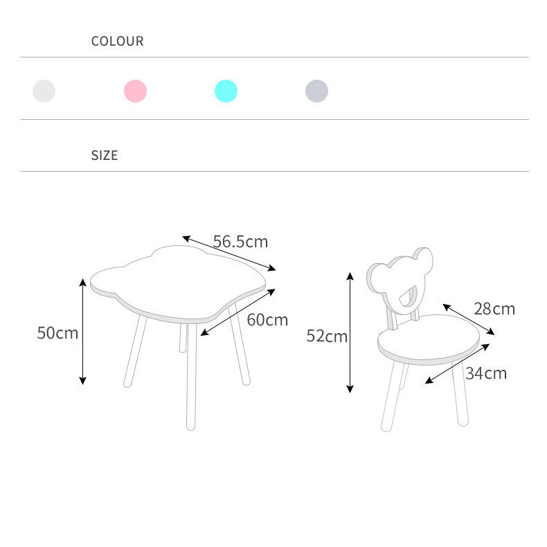 Holzset Tisch und Stuhl für Kinder - grau