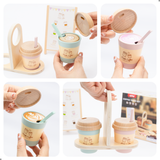Set de café en bois à emporter pour jeux de rôle Barista pour enfants