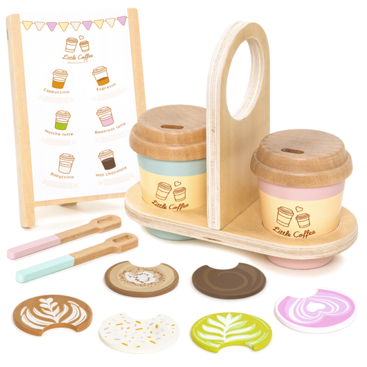 Holz Kaffee to GO Set für Kinder Barista Rollenspiel