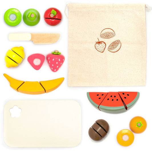 Wooden fruit cutting set