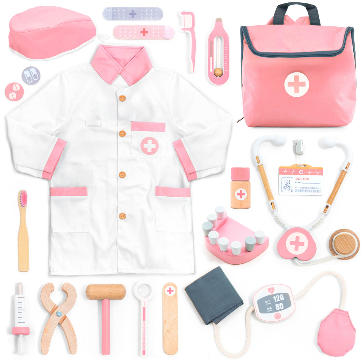 Coffret de docteur en bois NEUF rose
