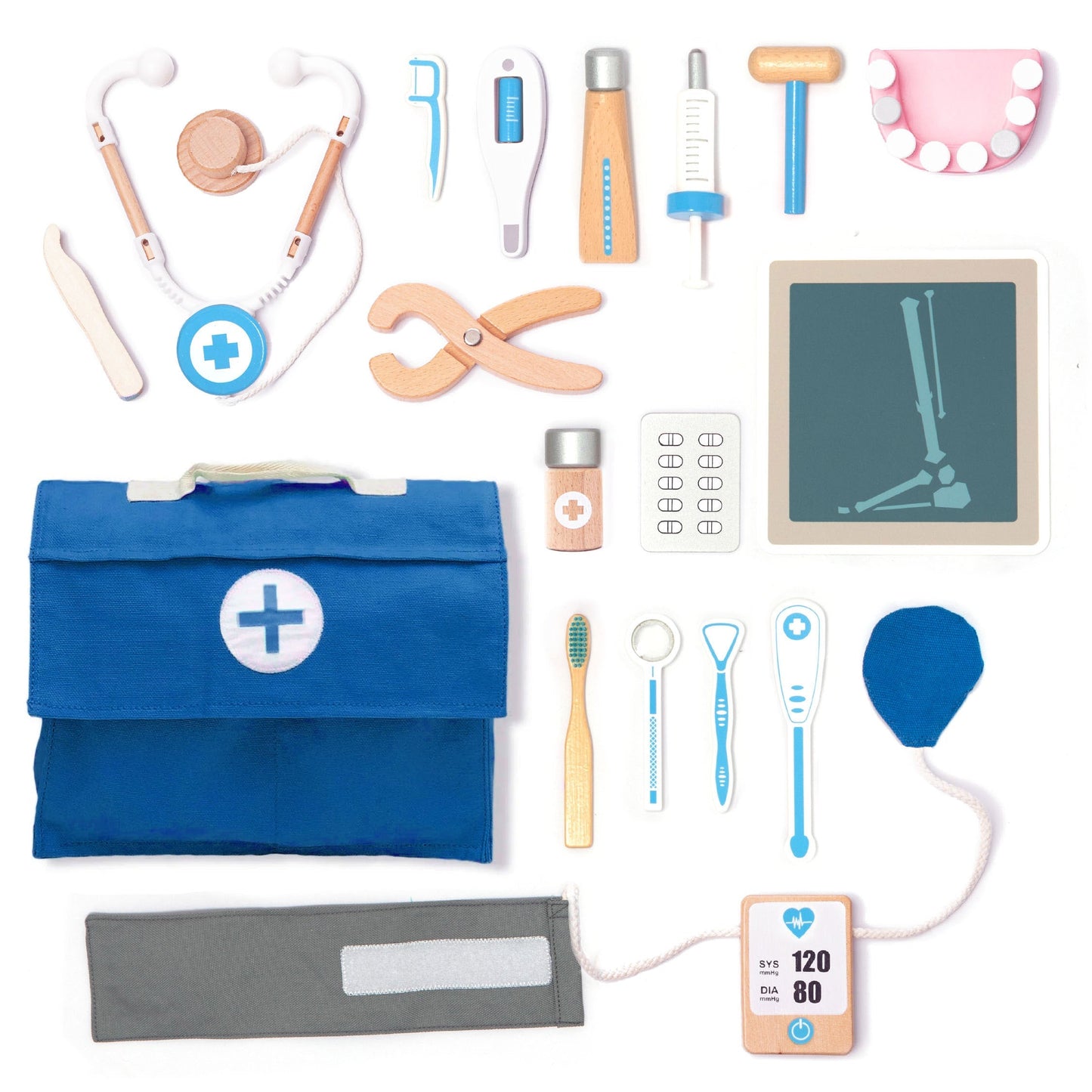 Wooden Doctor's Bag Playset Blue