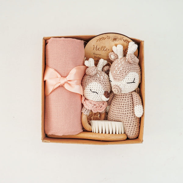Geschenkset für Neugeborene Baby-Hirsch – Erstausstattung – Baby Box - Baby Shower