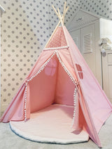 Tipi with Pompoms pink