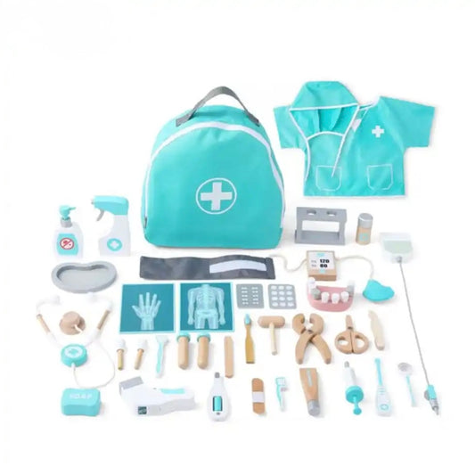 UMU® Holz Arztkoffer Deluxe für Kinder 32-teiliges Doktorset 3+