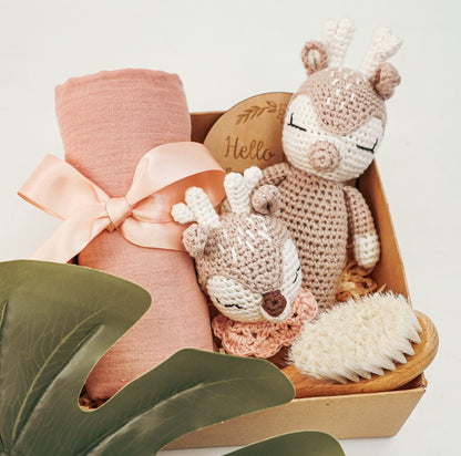 Geschenkset für Neugeborene Baby-Hirsch – Erstausstattung – Baby Box - Baby Shower