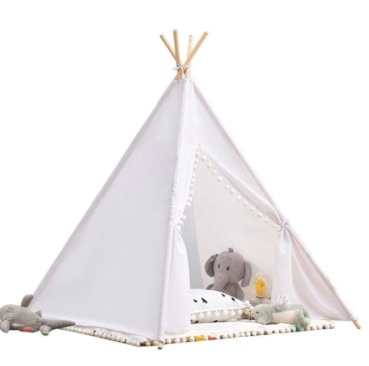 Tipi mit Pompons weiss