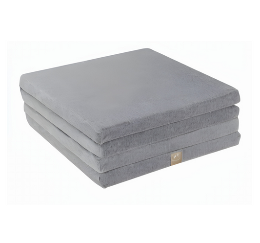 Play mat for children made of velour, square - light grey