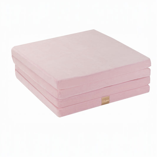 Play mat for children made of velour, square - light pink