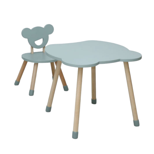 Wooden set table and chair for children - grey