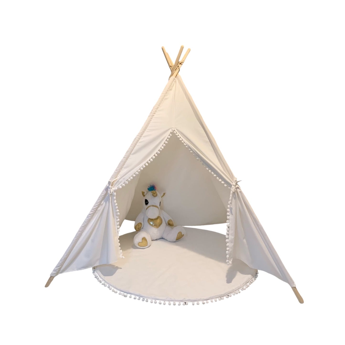 Tipi mit Pompons weiss