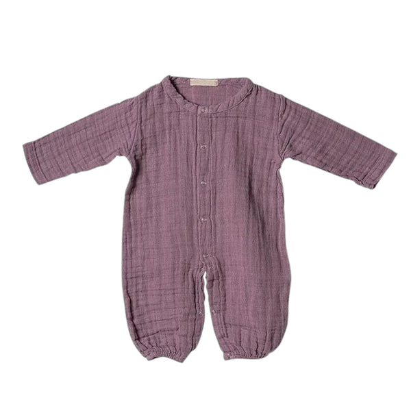 Organic muslin baby pajamas purple