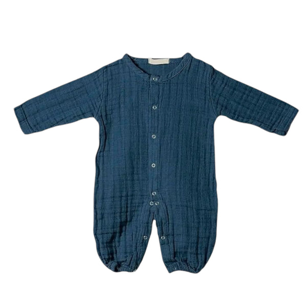 Organic muslin baby pajamas blue