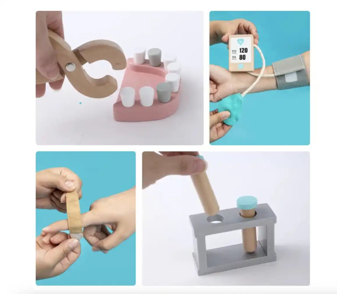 UMU® Holz Arztkoffer Deluxe für Kinder 32-teiliges Doktorset 3+