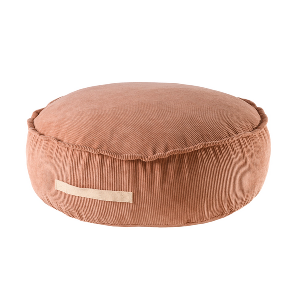 Runder Kinder-Pouf Cord - ziegelrot