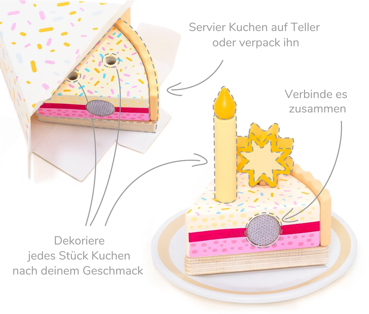 Gâteau d'anniversaire en bois UMU – Gâteau en bois à découper pour enfants – 3 ans et plus