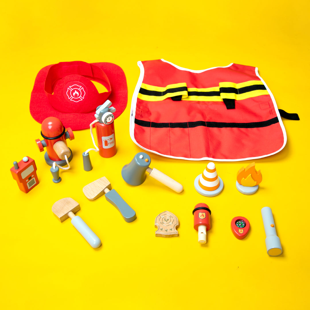 Wooden Fireman Playset