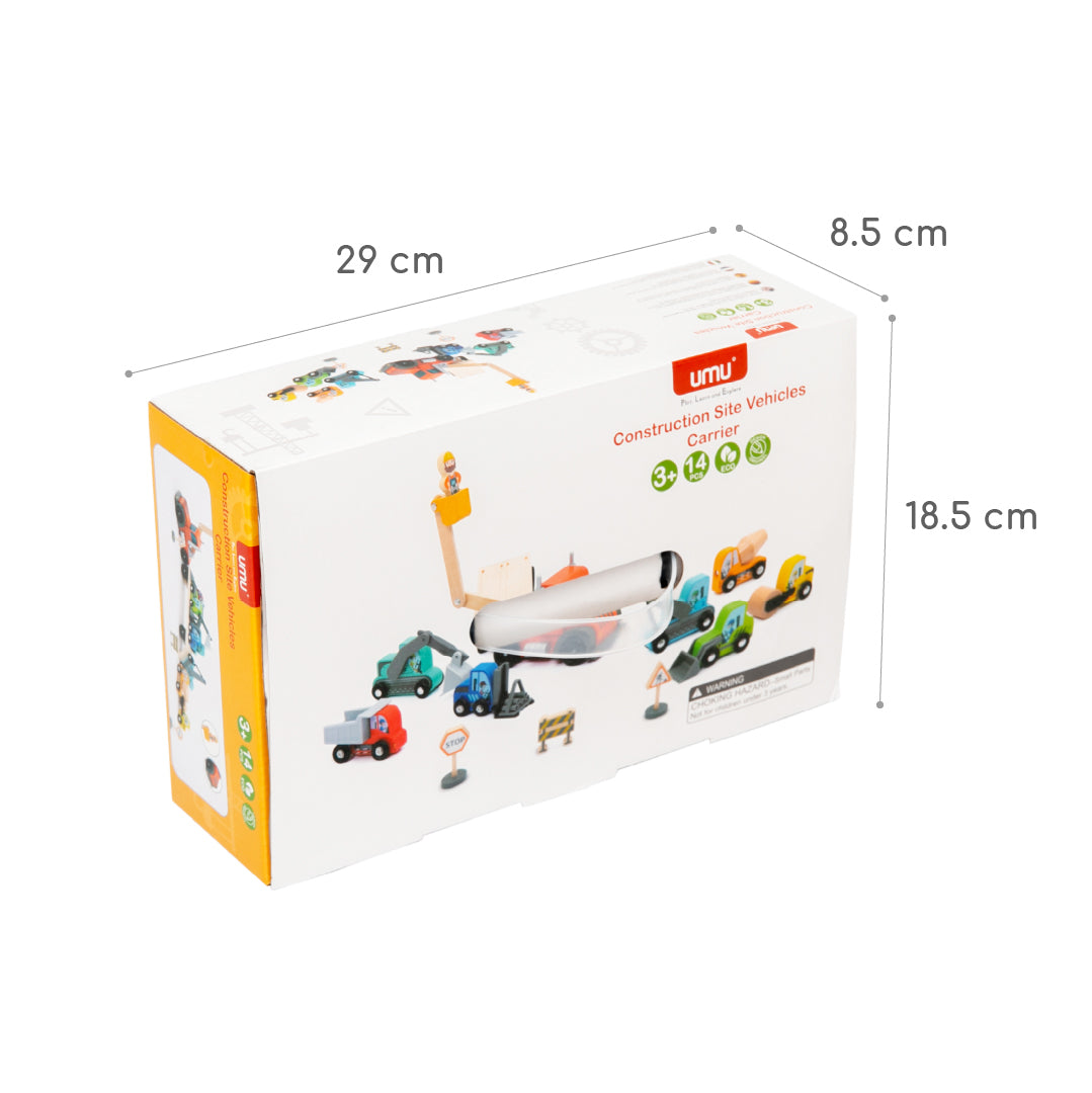 UMU Holz Baufahrzeug-Transporter Spielset