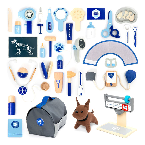 UMU Holz Tierarzt Spielset blau