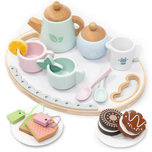 wooden tea service