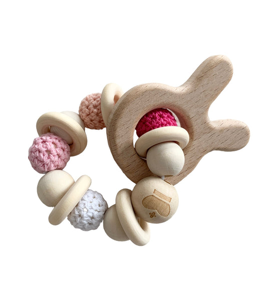 Teething ring bunny pink