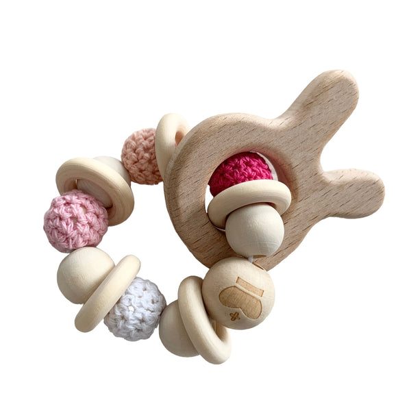 Teething ring bunny pink