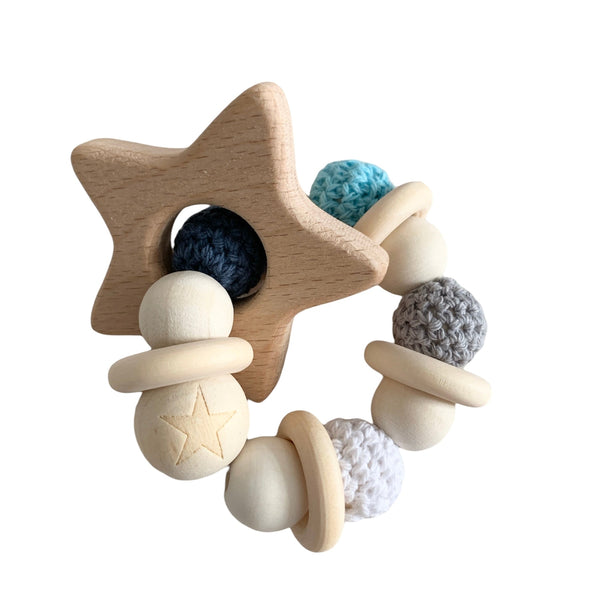 Teething ring star blue
