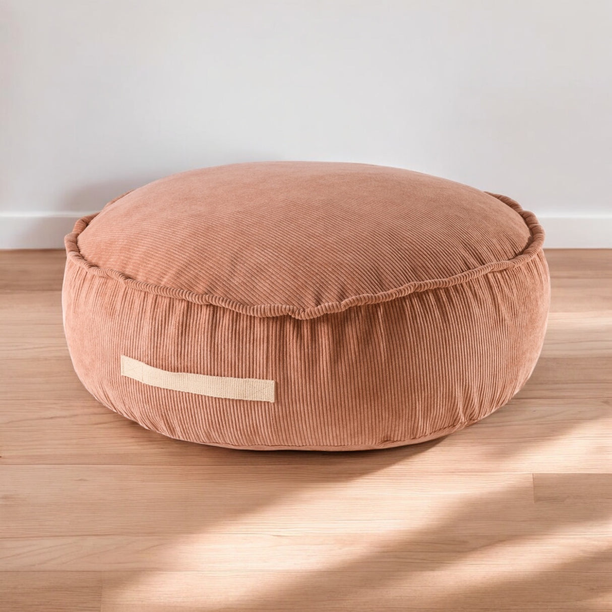 Runder Kinder-Pouf Cord - ziegelrot