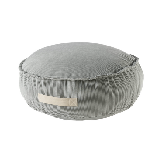 Runder Kinder-Pouf Cord - grau