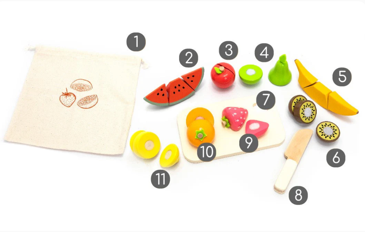Wooden fruit cutting set