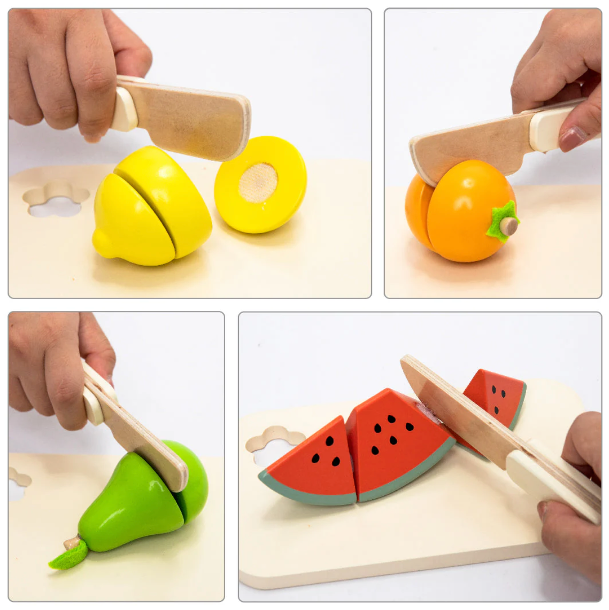 Wooden fruit cutting set