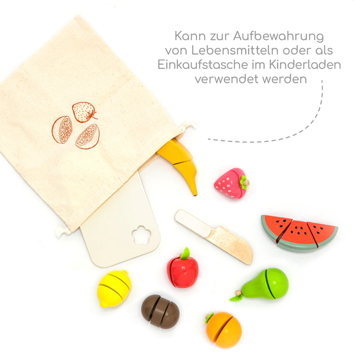 Wooden fruit cutting set