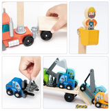 UMU Holz Baufahrzeug-Transporter Spielset
