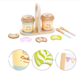 Set de café en bois à emporter pour jeux de rôle Barista pour enfants