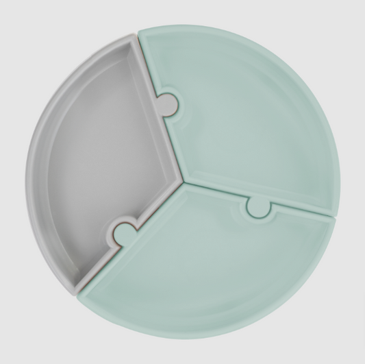 PUZZLE plate-aqua green/powder grey