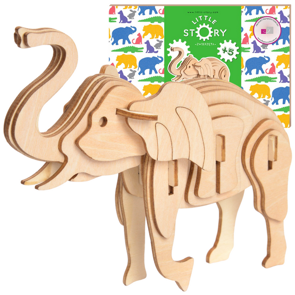 Puzzle en Bois Modèle 3D - Éléphant