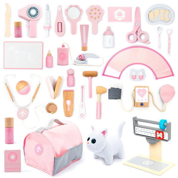 UMU Holz Tierarzt Spielset rosa